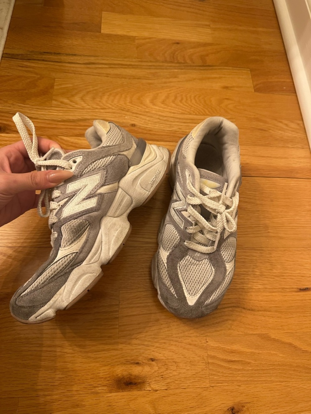 New Balance Light Gray and White 9060 Sneakers